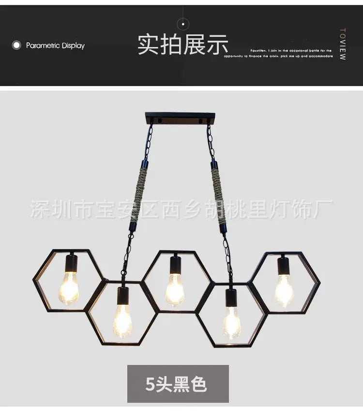 Industrial brass hexagonal pendant light – bar and restaurant dining