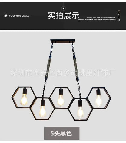 Industrial brass hexagonal pendant light – bar and restaurant dining