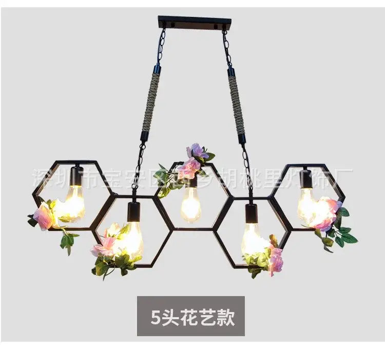 Industrial brass hexagonal pendant light – bar and restaurant dining