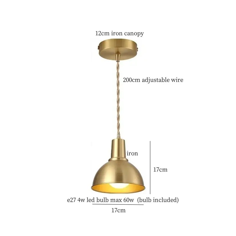 Industrial brass iron art led pendant light kitchen decor