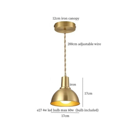 Industrial brass iron art led pendant light kitchen decor