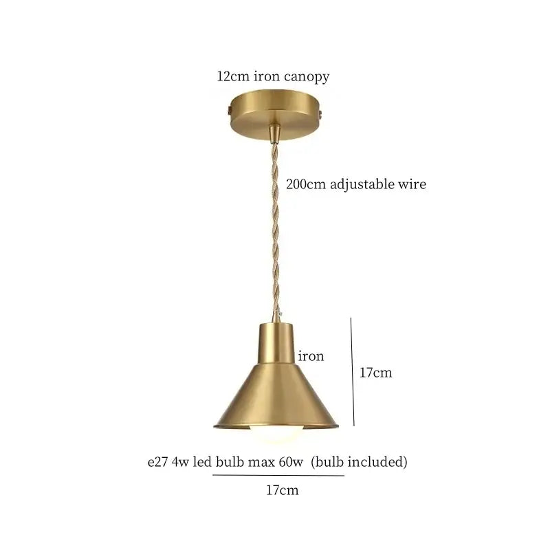 Industrial brass iron art led pendant light kitchen decor