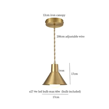 Industrial brass iron art led pendant light kitchen decor