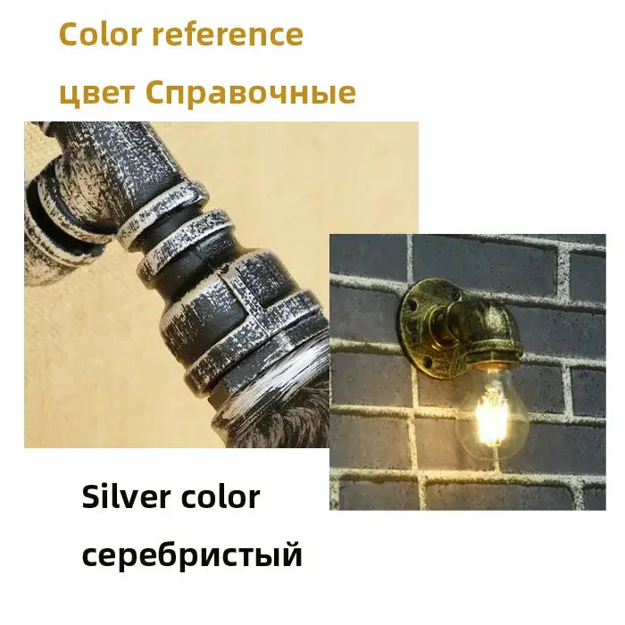 Industrial brass pipe wall sconce bedroom filament bulb light