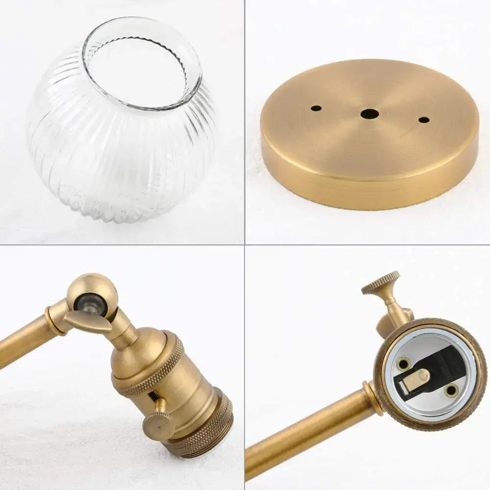 Industrial brass ribbed glass wall sconces kitchen light