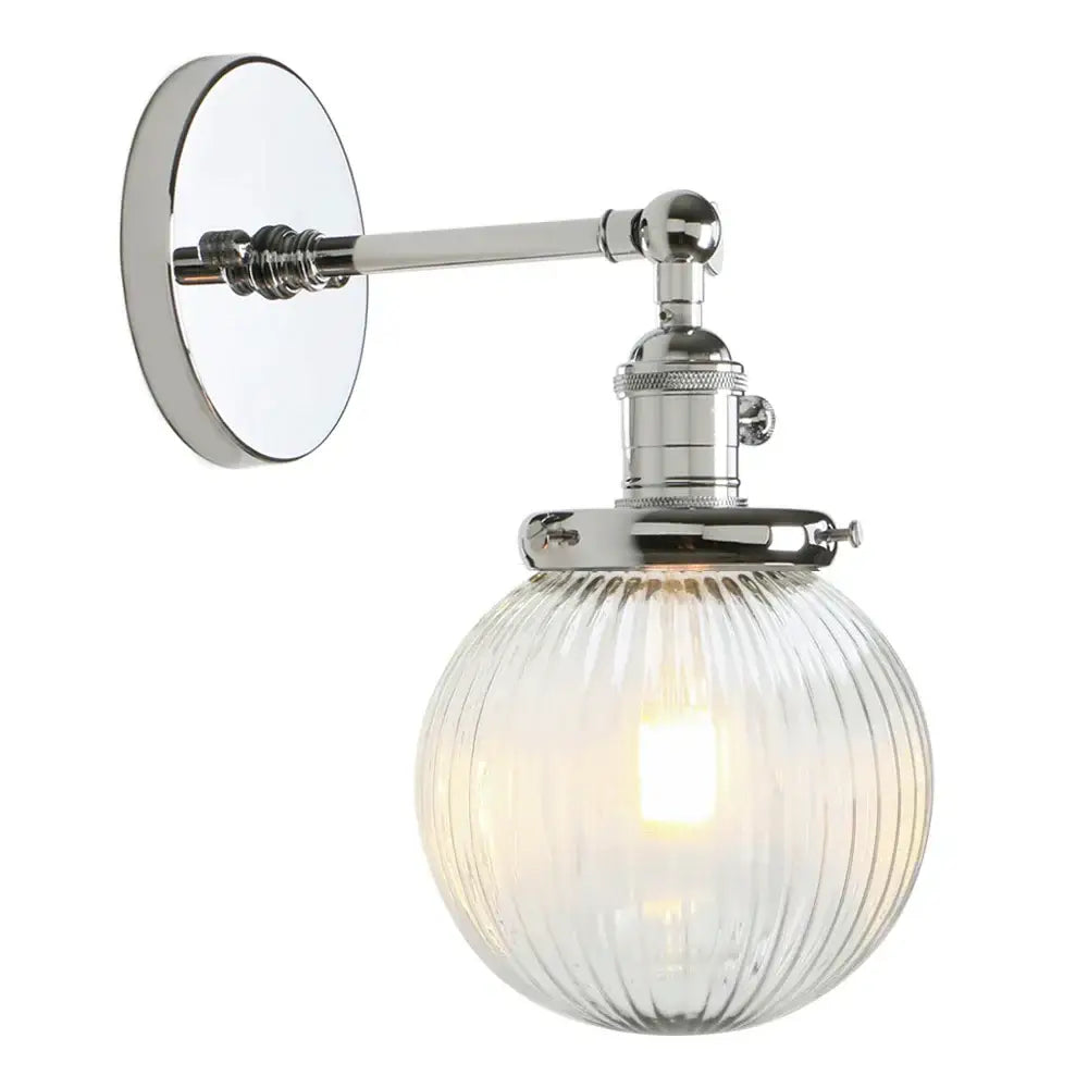 Industrial brass ribbed glass wall sconces kitchen light