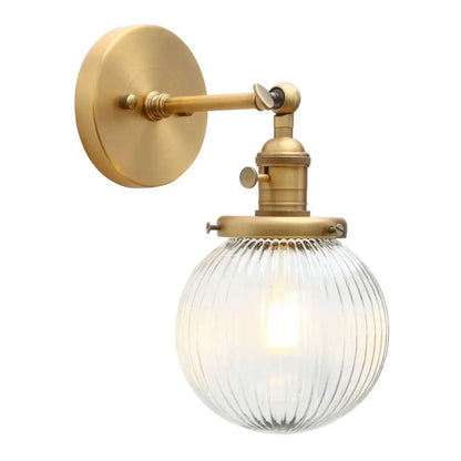 Industrial brass ribbed glass wall sconces kitchen light