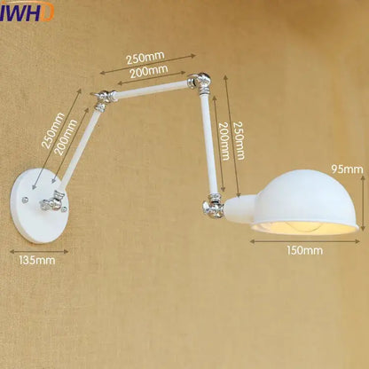 Industrial brass swing arm led wall lamp bedroom reading light