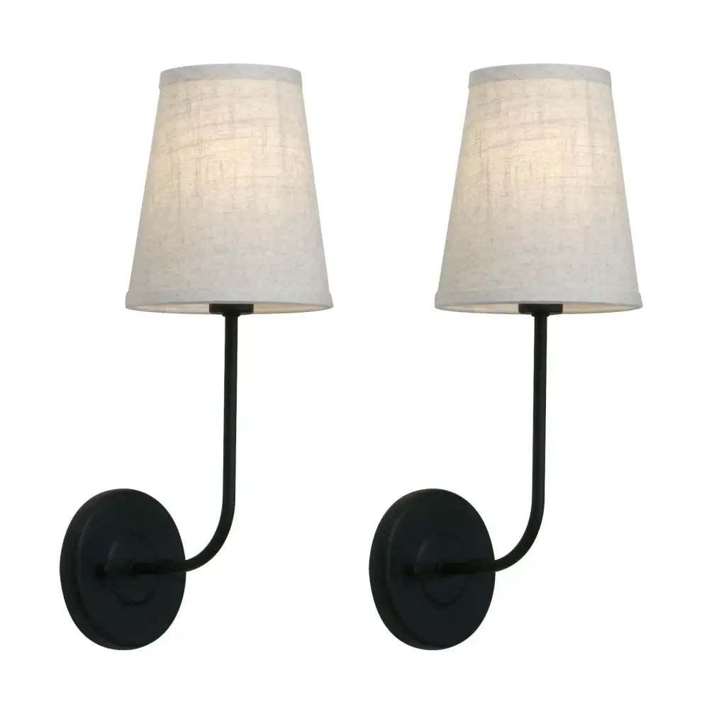 Industrial brass wall lamp set bedroom reading light with linen shades