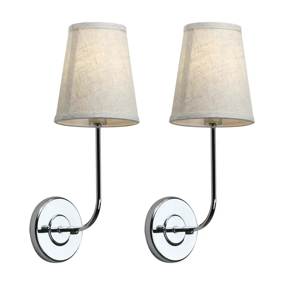 Industrial brass wall lamp set bedroom reading light with linen shades