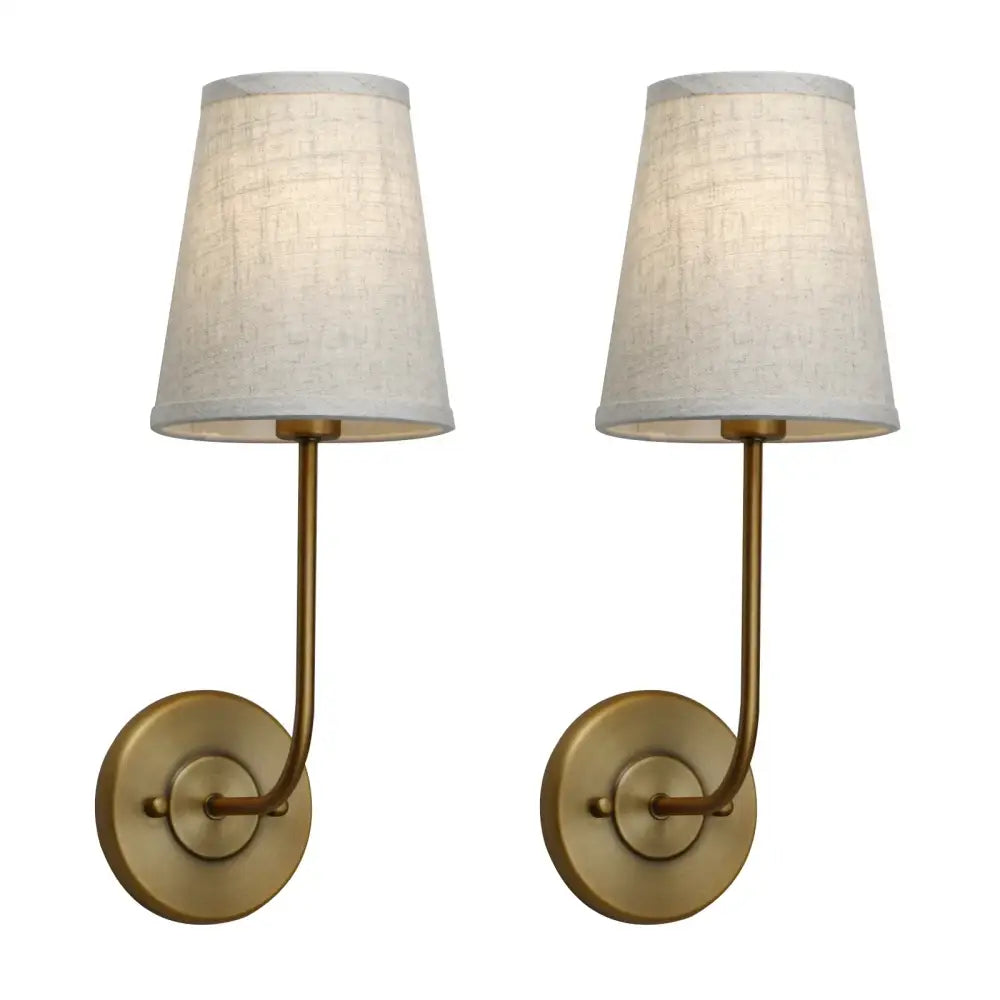 Industrial brass wall lamp set bedroom reading light with linen shades