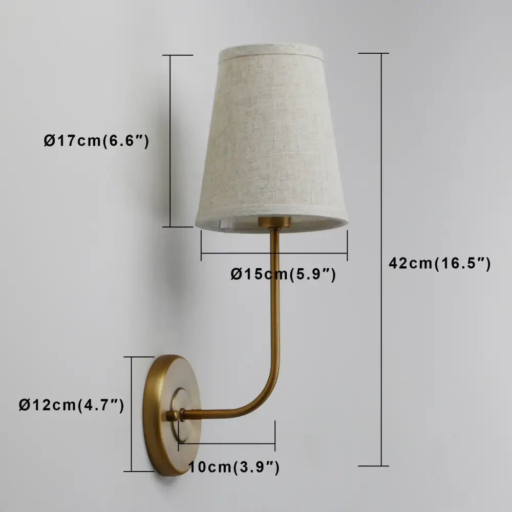 Industrial brass wall lamp set bedroom reading light with linen shades