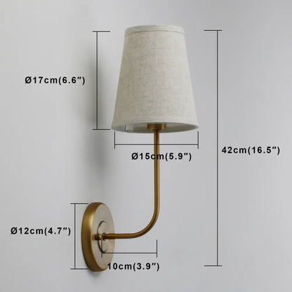Industrial brass wall lamp set bedroom reading light with linen shades