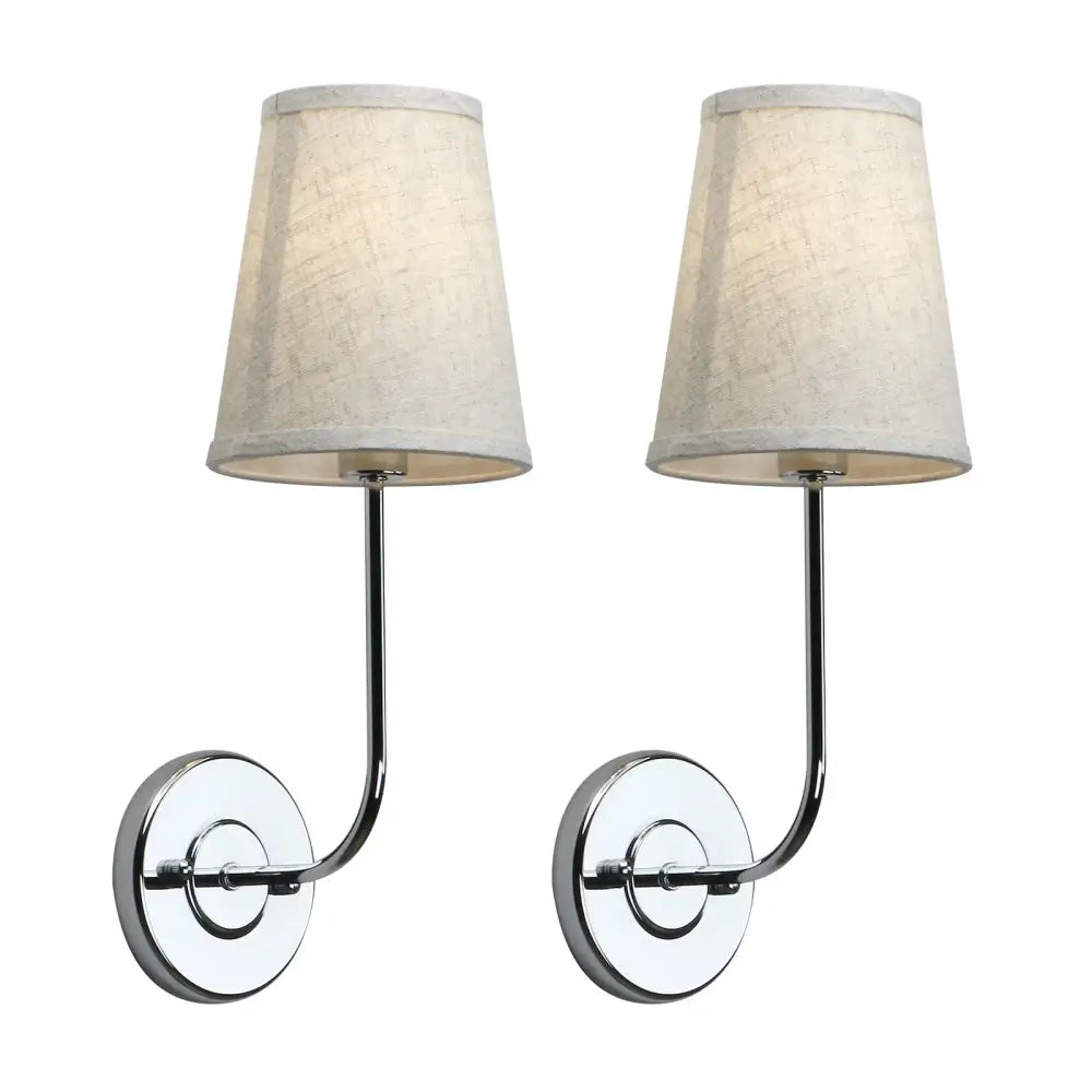 Industrial brass wall lamps set of 2 for bedroom with linen shades