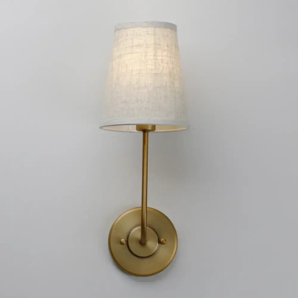 Industrial brass wall lamps set of 2 for bedroom with linen shades
