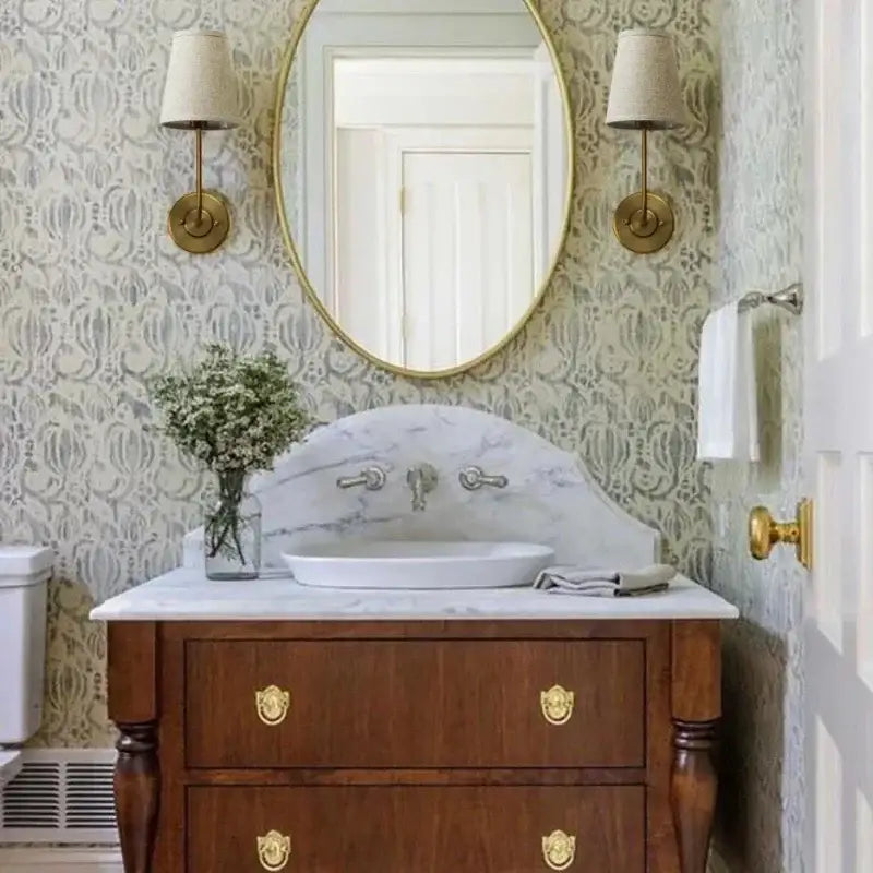 Industrial brass wall lamps set of 2 for bedroom with linen shades