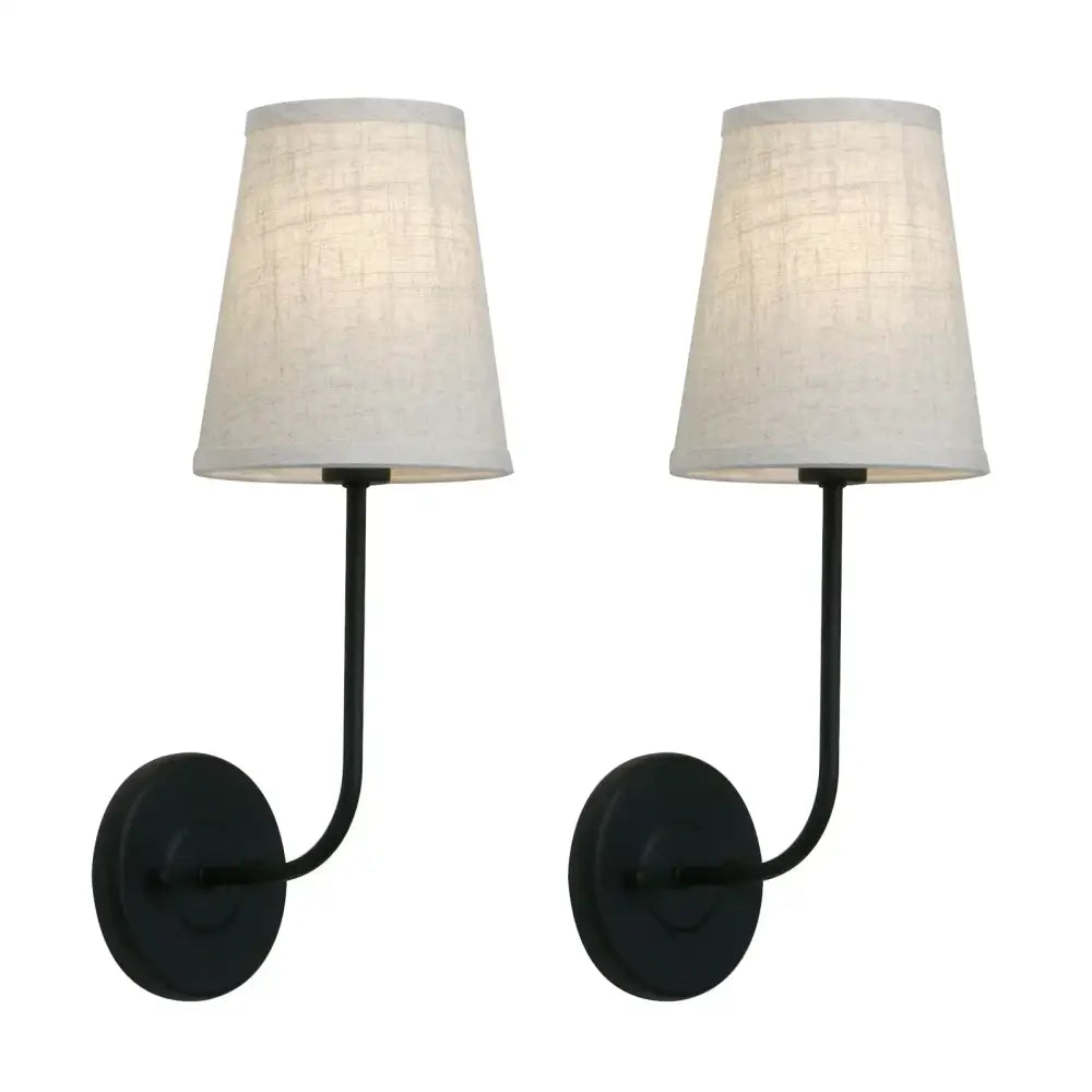 Industrial brass wall lamps set of 2 for bedroom with linen shades
