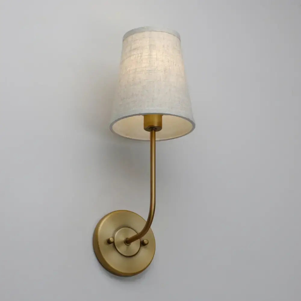 Industrial brass wall lamps set of 2 for bedroom with linen shades