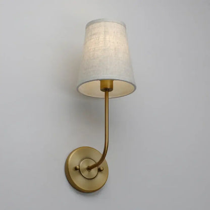 Industrial brass wall lamps set of 2 for bedroom with linen shades
