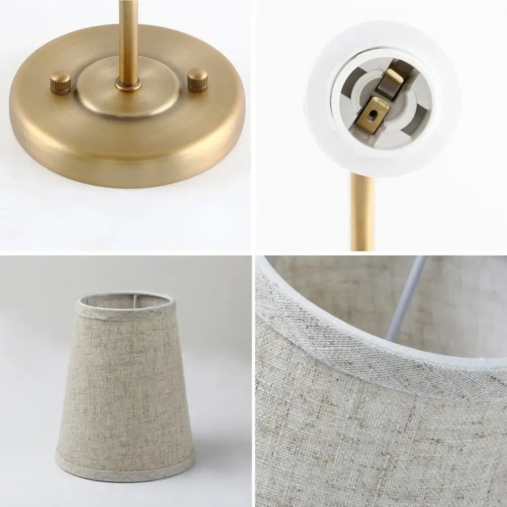 Industrial brass wall lamps set of 2 for bedroom with linen shades