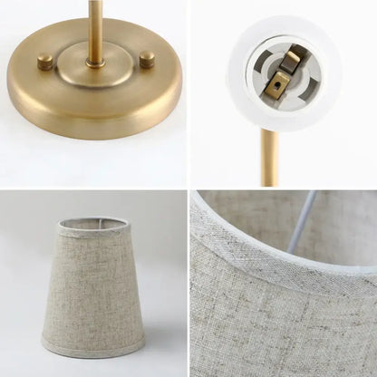 Industrial brass wall lamps set of 2 for bedroom with linen shades