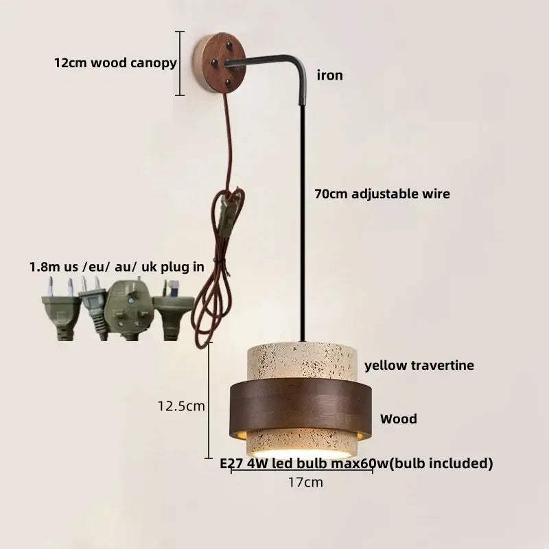 Industrial bronze and beige led wall light fixture bedroom sconce