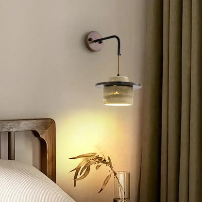 Industrial bronze and beige led wall light fixture bedroom sconce