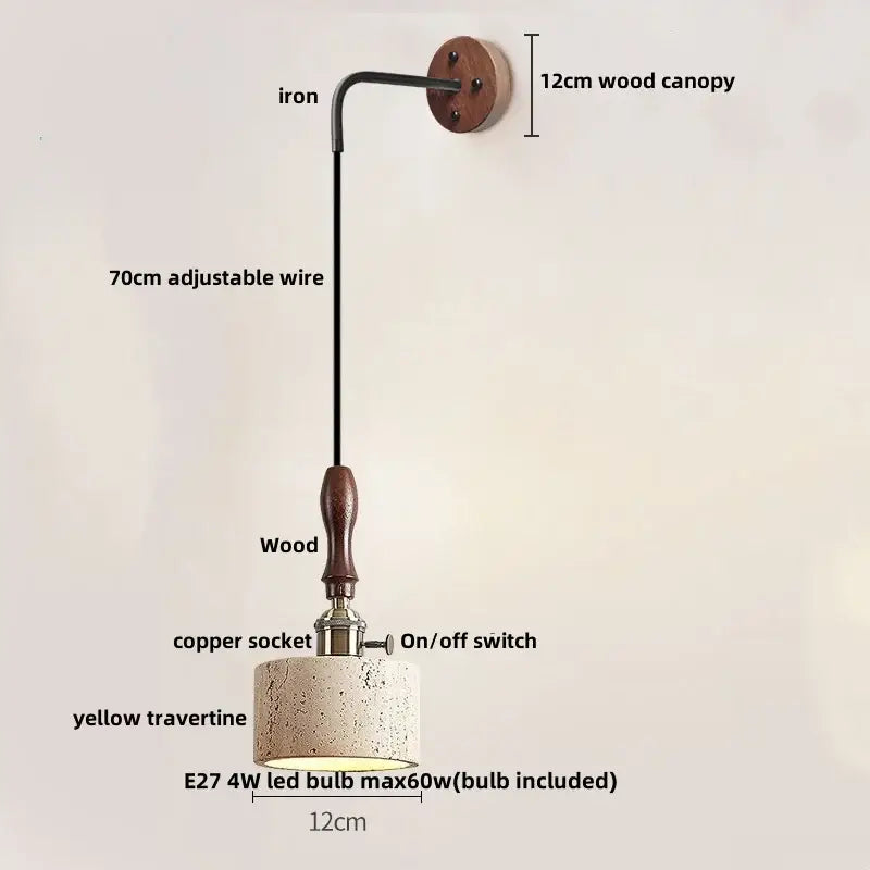 Industrial bronze and beige led wall light fixture bedroom sconce