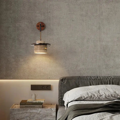 Industrial bronze and beige led wall light fixture bedroom sconce