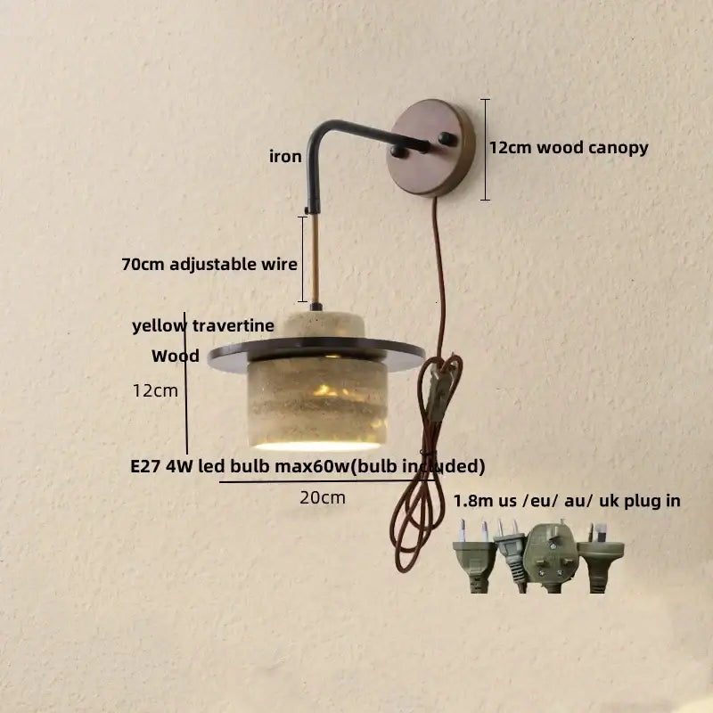 Industrial bronze and beige led wall light fixture bedroom sconce