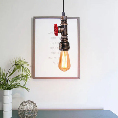 Industrial bronze iron water pipe pendant light – kitchen edison lamp
