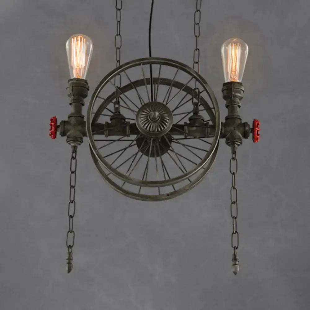 Industrial bronze island light with open bulb kitchen chandelier