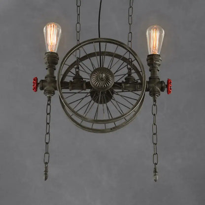 Industrial bronze island light with open bulb kitchen chandelier