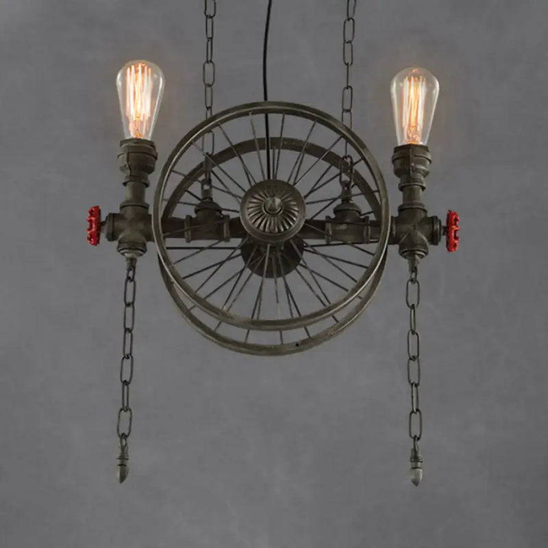Industrial bronze island light with open bulb kitchen chandelier
