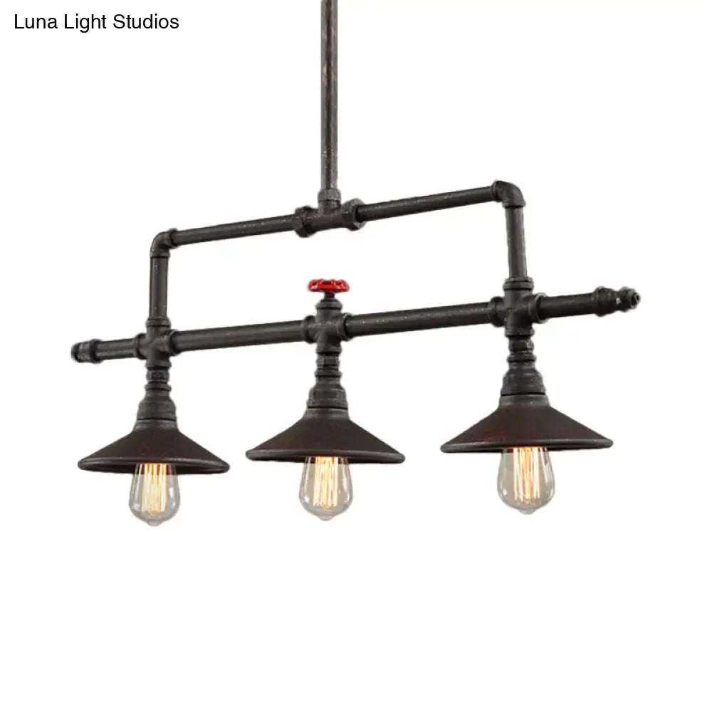 Industrial bronze pipe island light dining room five bulb pendant