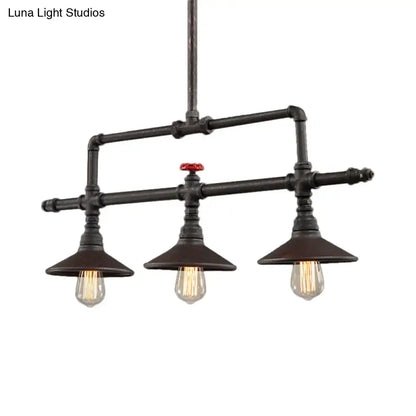 Industrial bronze pipe island light dining room five bulb pendant