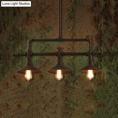 Industrial bronze pipe island light dining room five bulb pendant