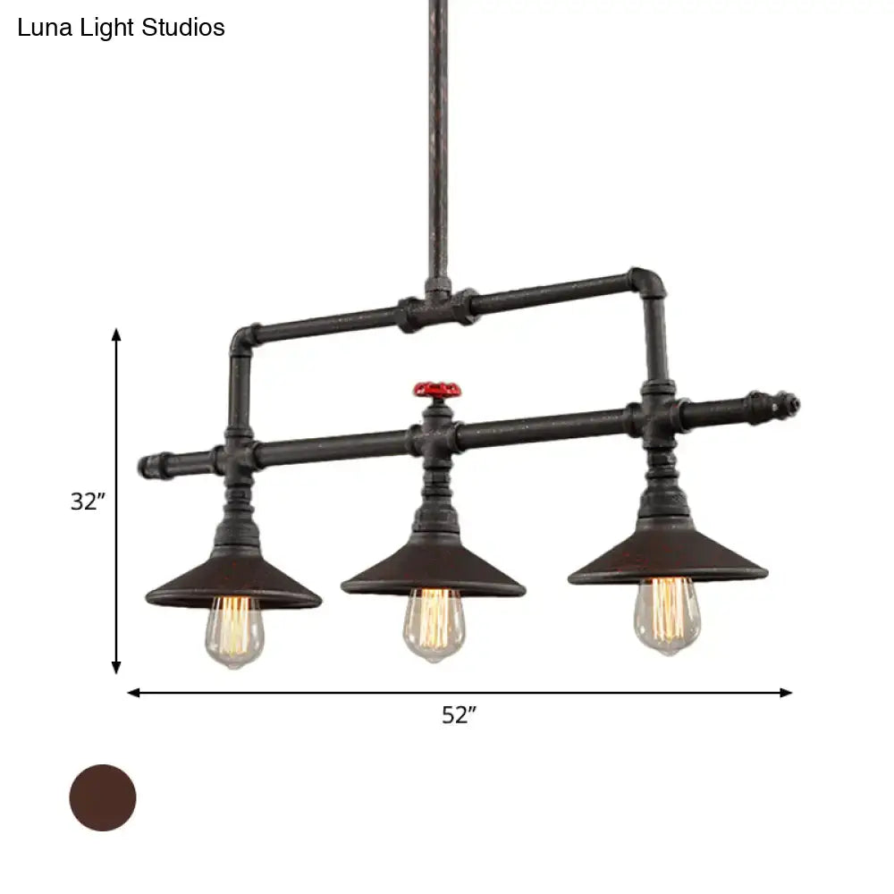 Industrial bronze pipe island light dining room five bulb pendant