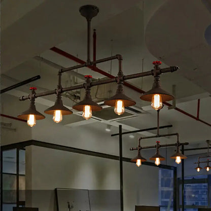 Industrial bronze pipe island light dining room five bulb pendant