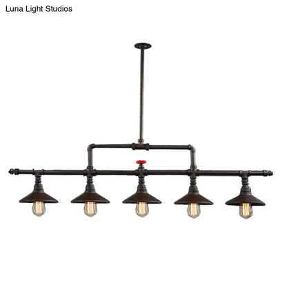 Industrial bronze pipe island light dining room five bulb pendant