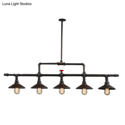 Industrial bronze pipe island light dining room five bulb pendant