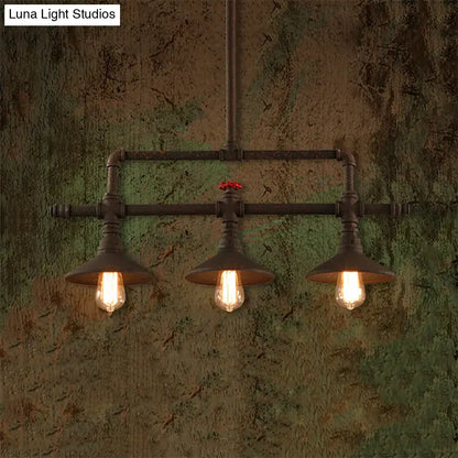 Industrial bronze pipe island light dining room five bulb pendant