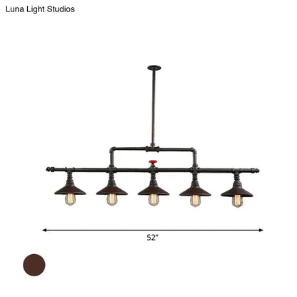 Industrial bronze pipe island light dining room five bulb pendant
