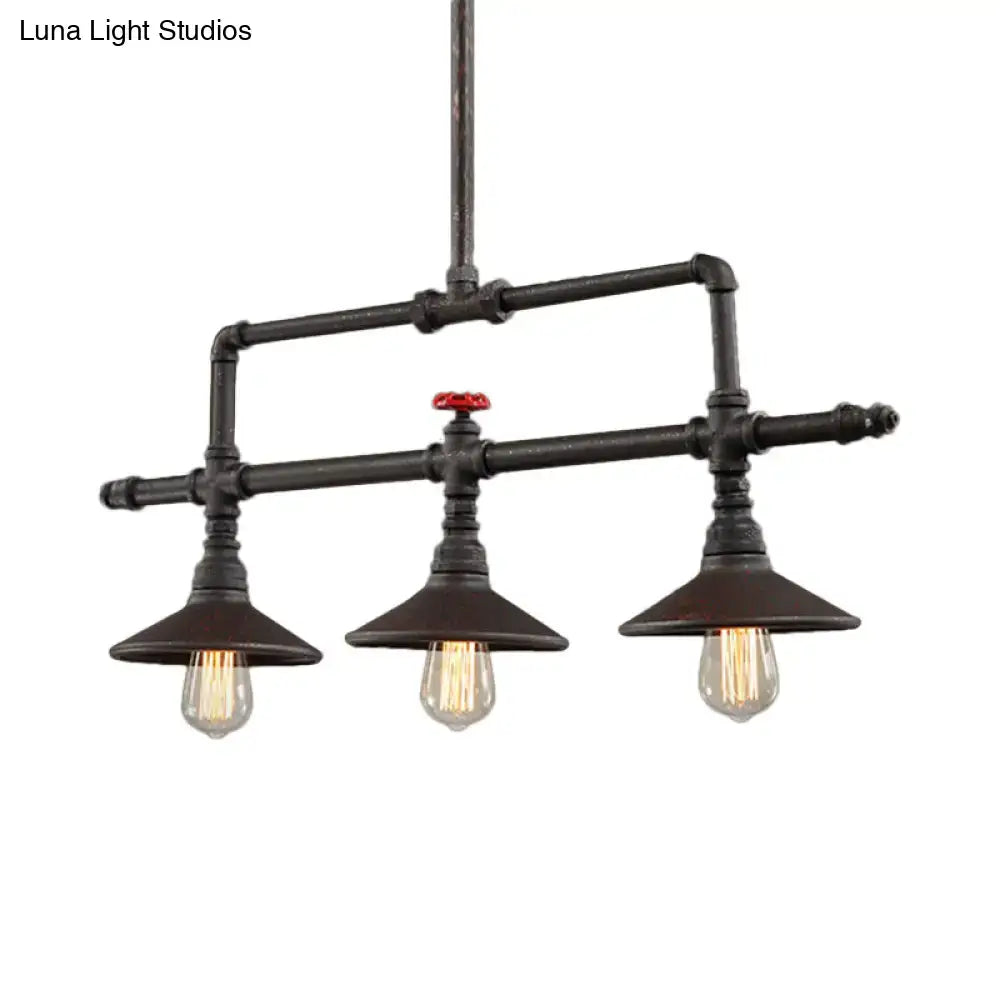 Industrial bronze pipe island light dining room five bulb pendant
