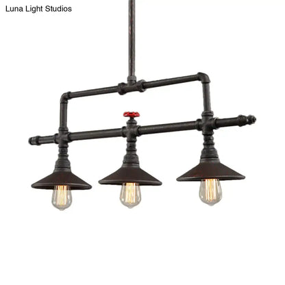 Industrial bronze pipe island light dining room five bulb pendant