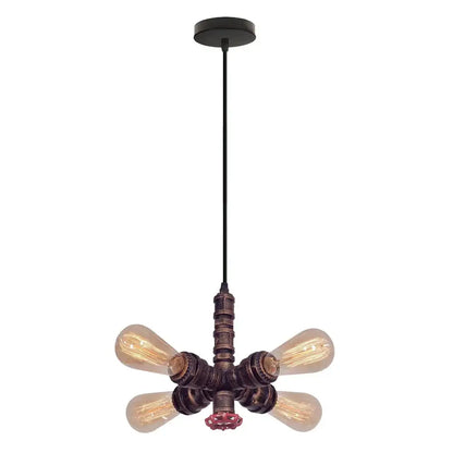 Industrial bronze water pipe ceiling light fixture living room