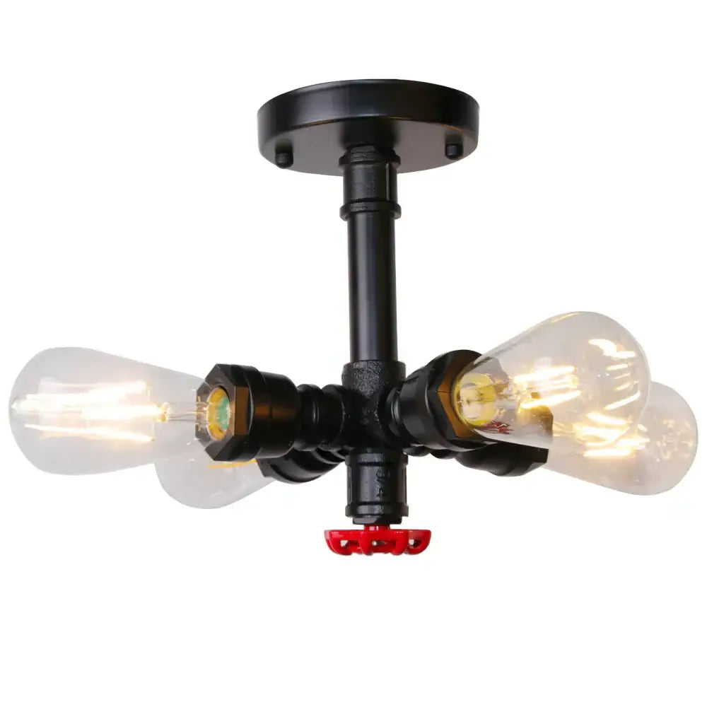 Industrial bronze water pipe ceiling light fixture living room