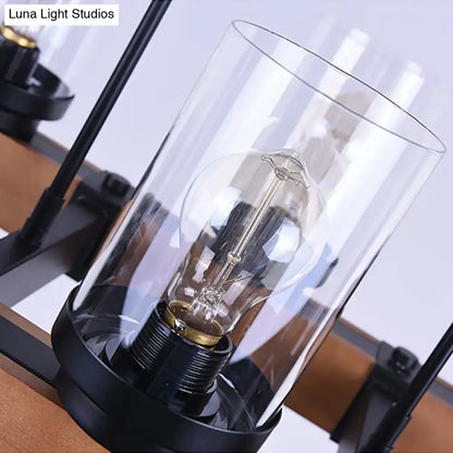 Industrial brown wood island lighting clear glass dining room light