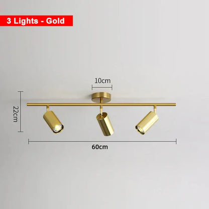 Industrial brushed brass 3 light ceiling light for living room