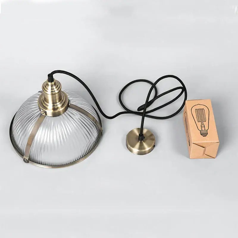 Industrial brushed nickel glass shade pendant light dining room